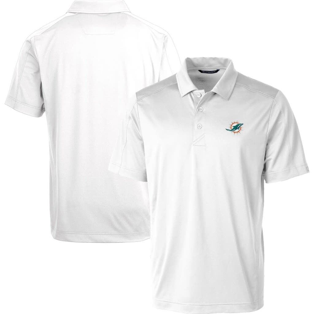 Men's Cutter & Buck White Miami Dolphins Prospect Textured Stretch Polo at Nordstrom, Size Small