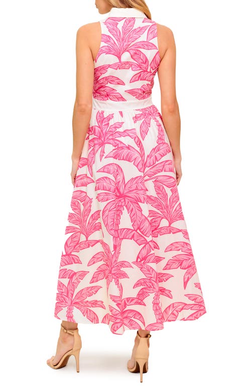 Flying Tomato Trpoical Print Sleeveless Maxi Shirtdress In Pink