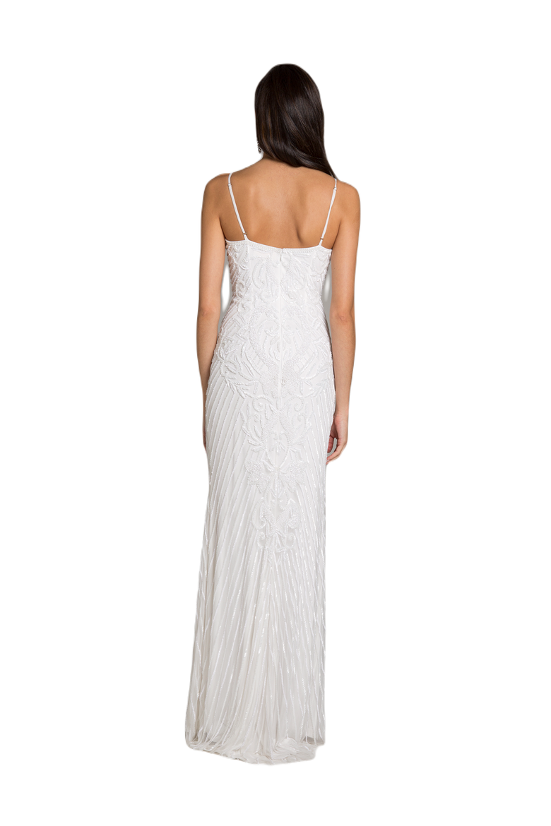 Brooke Beaded Spaghetti Strap Sheath Gown, Alternate, color, White
