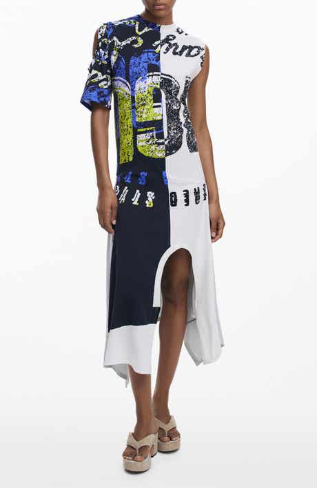 Desigual Asymmetric Cotton Jersey Midi Dress