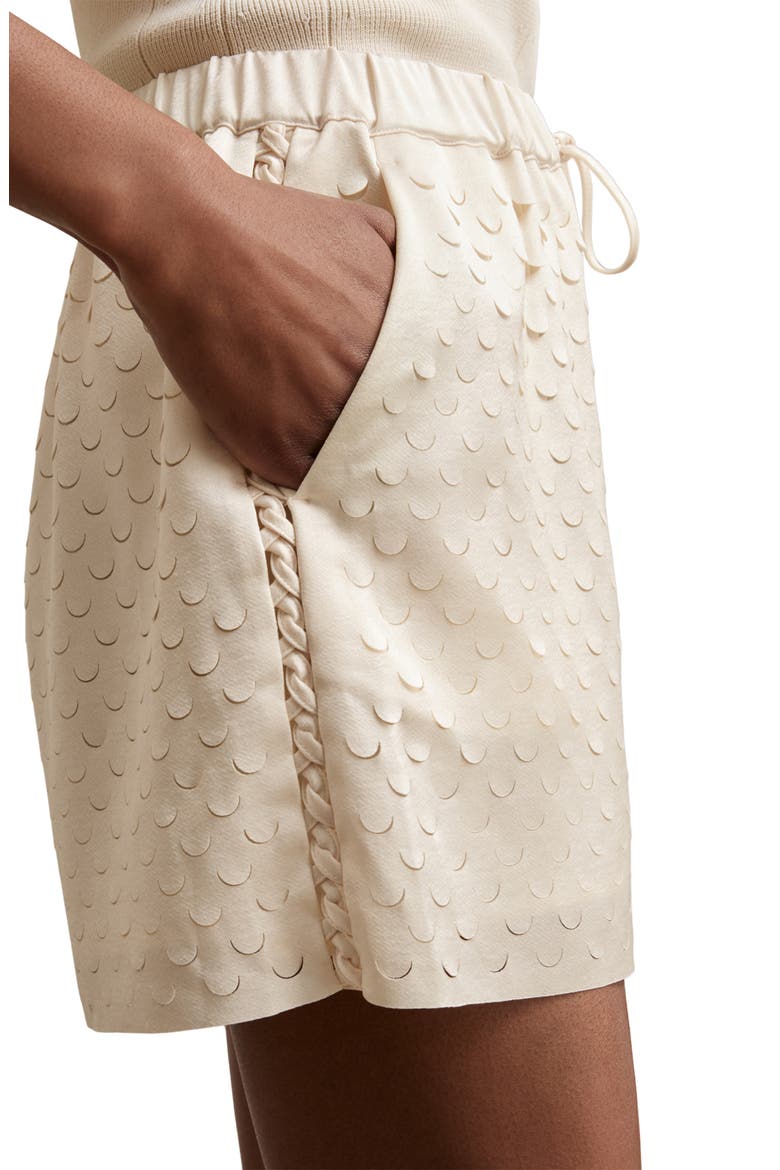 Winnie Texture Tie Waist Shorts, Alternate, color, WHITE