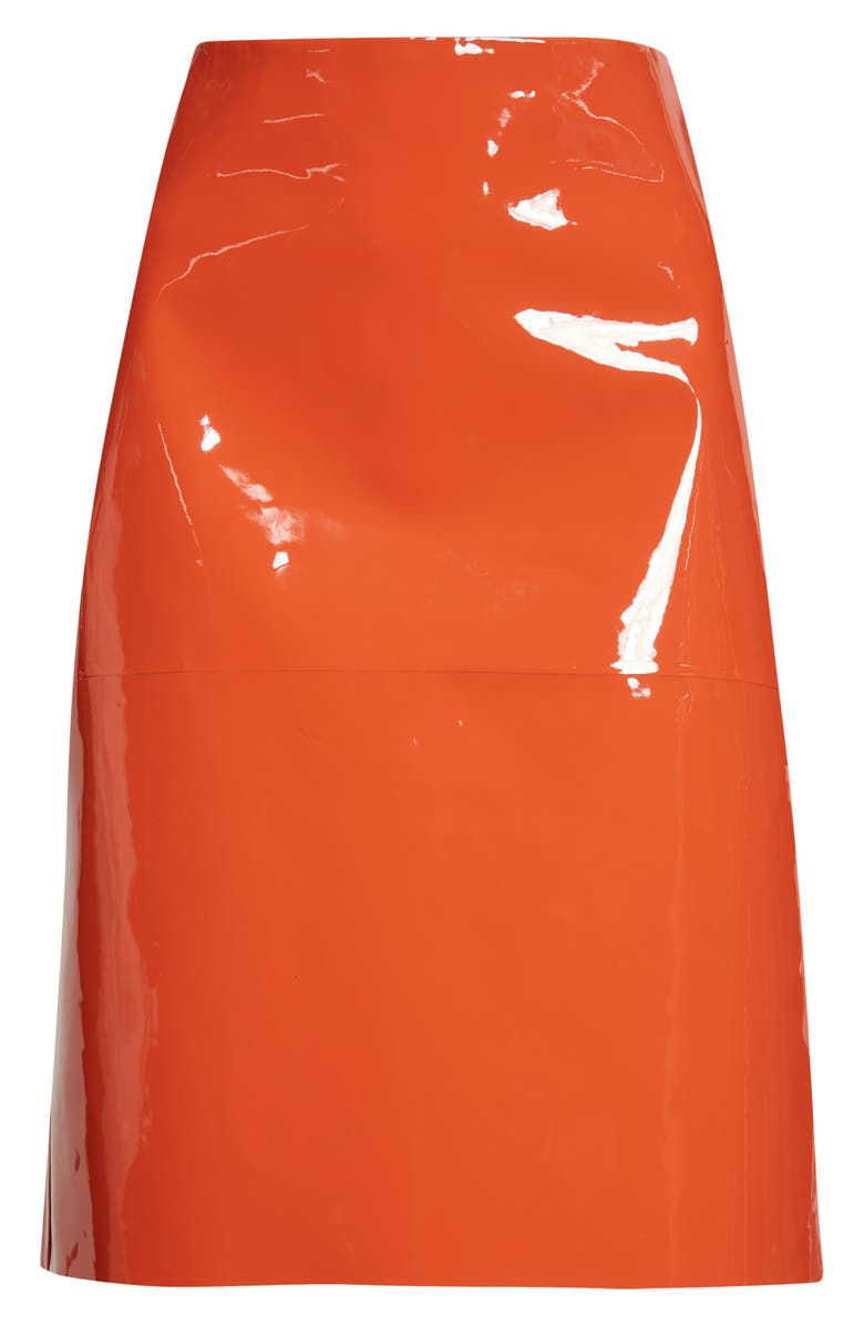 FERRAGAMO Patent Leather Pencil Skirt, Main, color, Light Siena