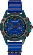 Versace Icon Active Chronograph Silicone Strap Watch, 44mm