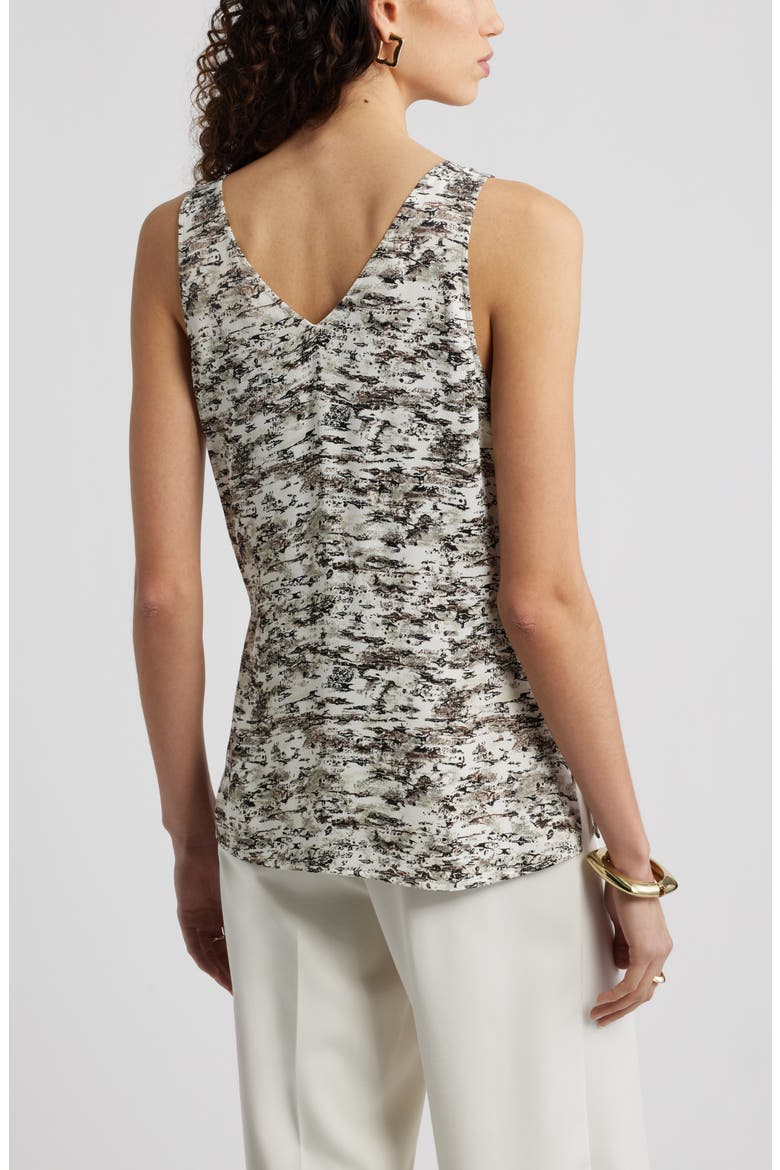 Satin Shell Top, Alternate, color, IVORY- BROWN TEXTURAL