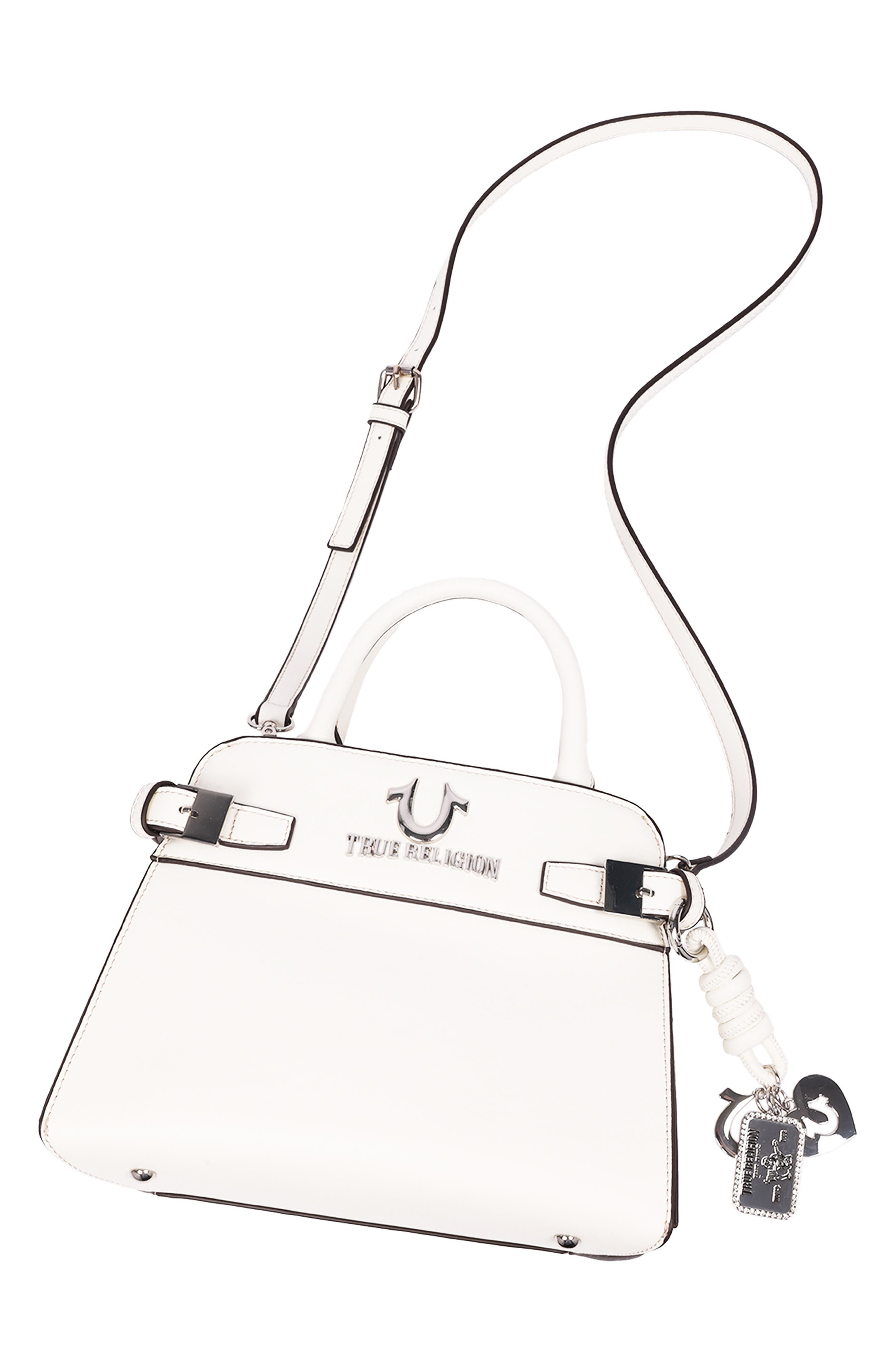 Beckham Belted Faux Leather Tote, Alternate, color, WHITE