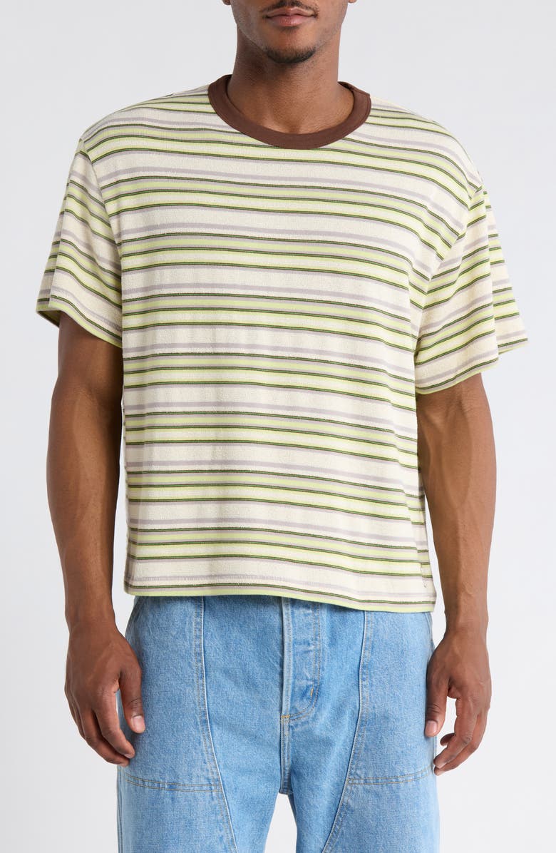 Brain Dead Looped Stripe T-Shirt, Main, color, Green Multi