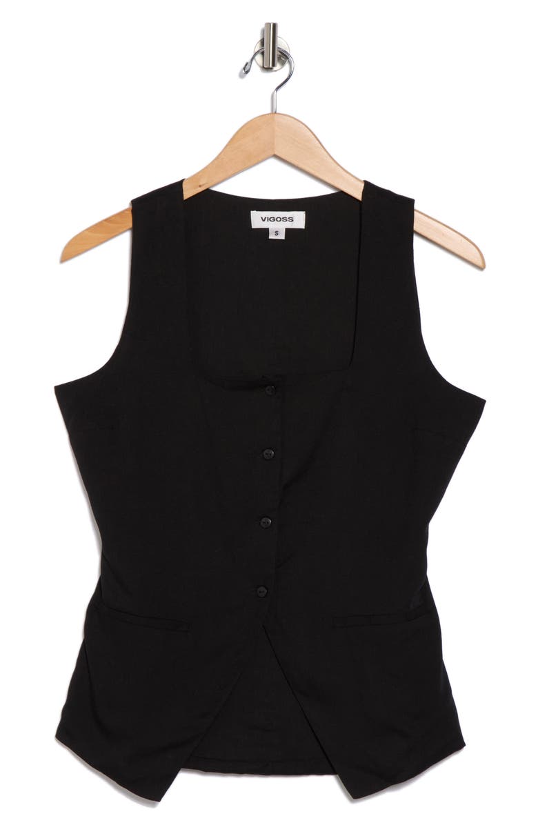 Vigoss Square Neck Utility Top, Alternate, color, Black