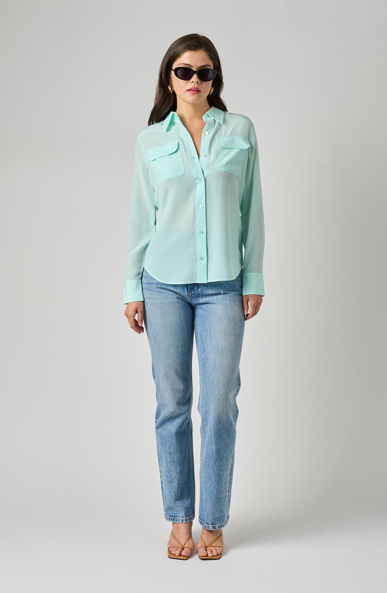 Equipment Signature Slim Fit Silk Button-Up Shirt, Alternate, color, Blue Light