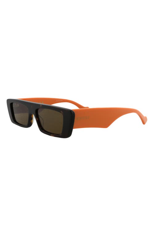 Gucci 54mm Rectangle Sunglasses In Havana Orange Brown