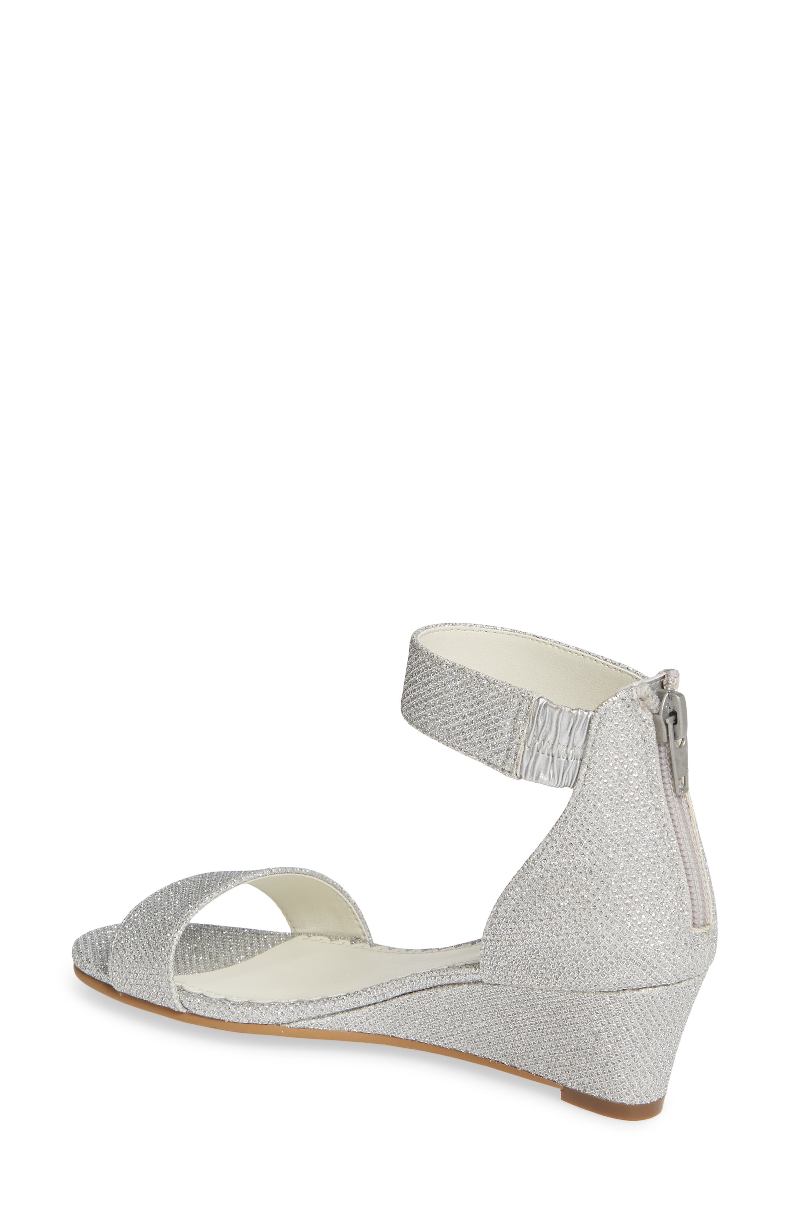Cora Glitter Wedge Sandal, Alternate, color, SILVER SHIMMER FAUX LEATHER