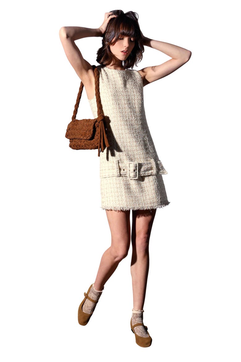 Vanna Tweed Shift Dress, Alternate, color, SAHARA TWEED