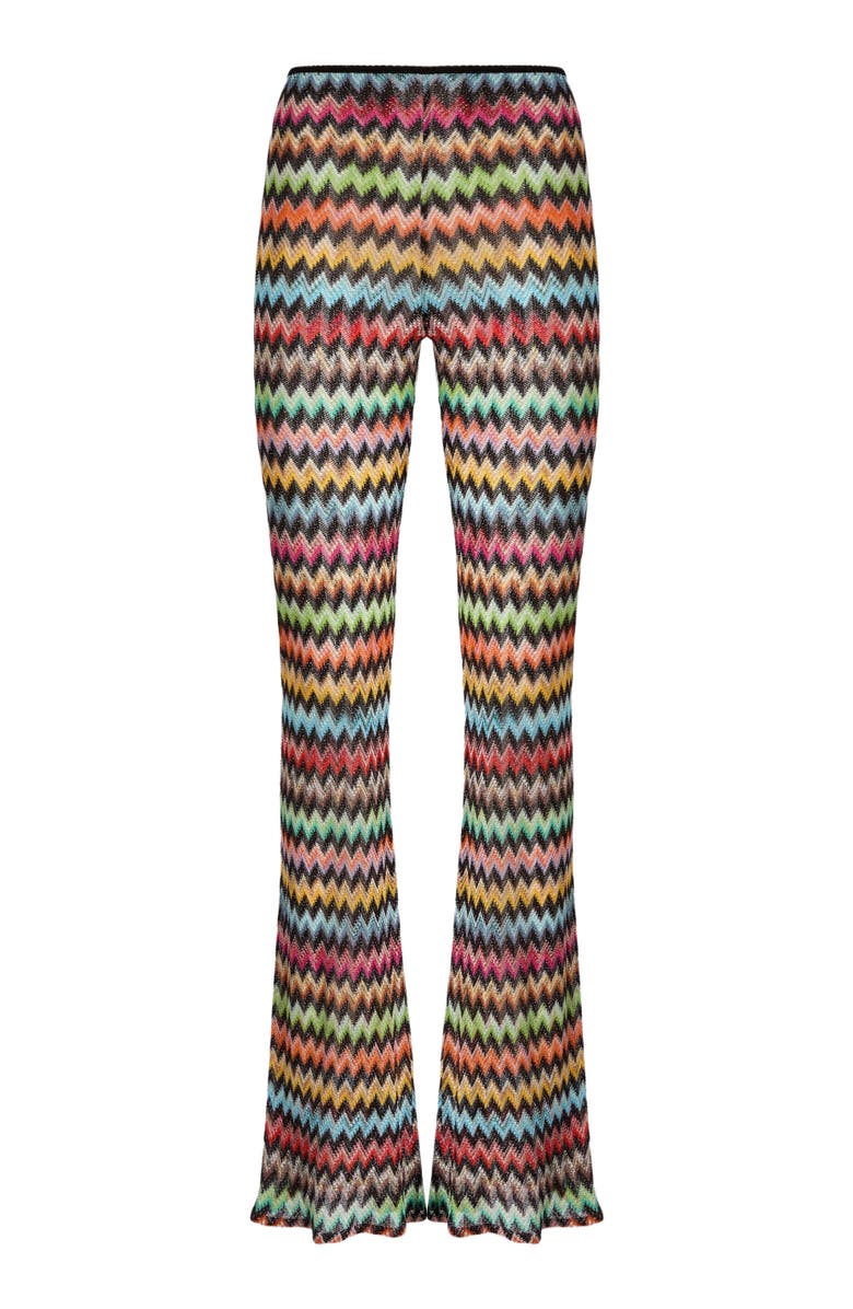 Missoni Flared Pants In Lamé Viscose With Micro Zigzag Pattern, Alternate, color, Black & Multicoloured