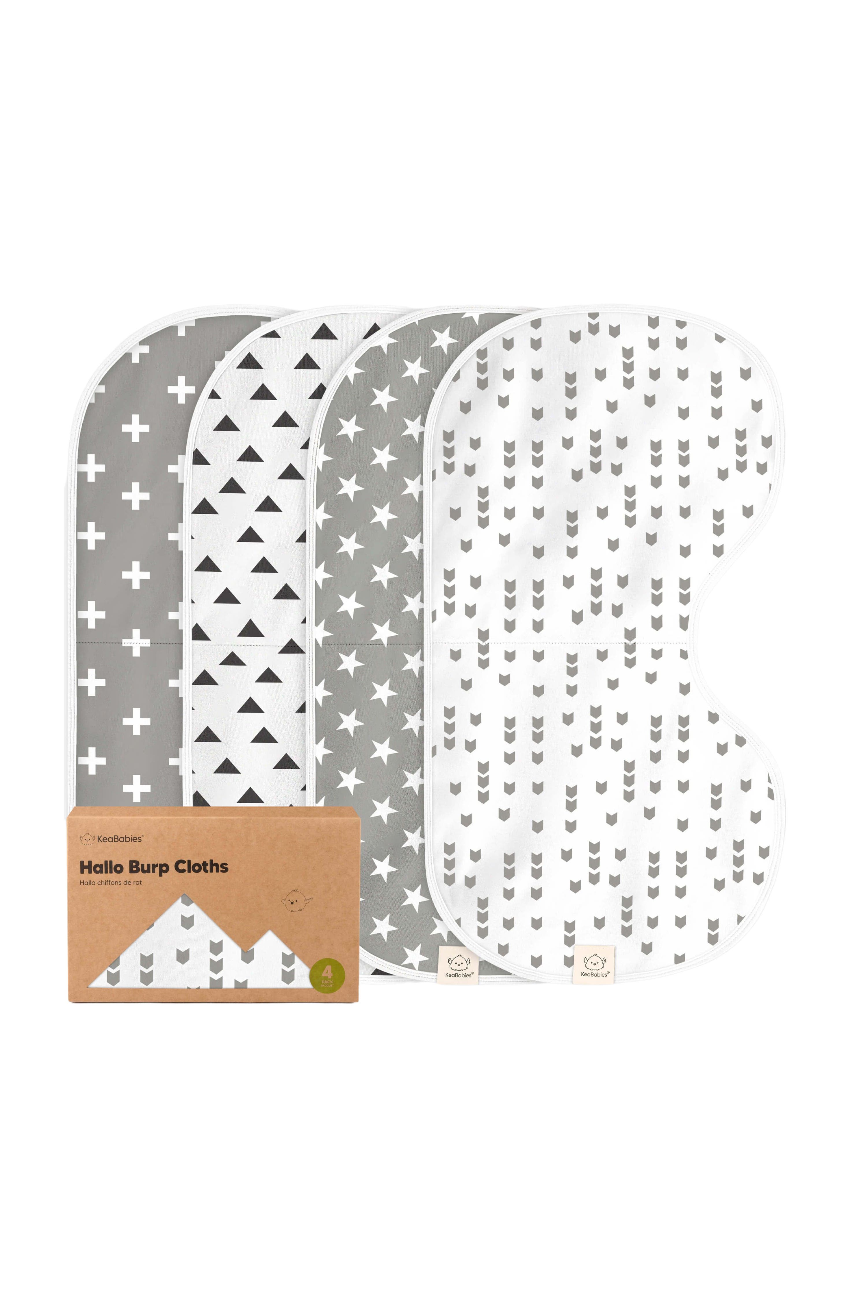 KeaBabies 4-Pack Hallo Burp Cloths in Grayscape 