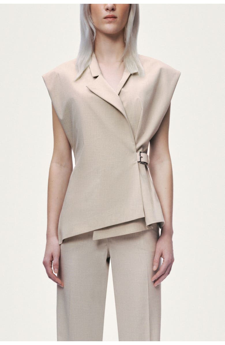 Nocturne Belted Double Breasted Vest, Main, color, Ivory