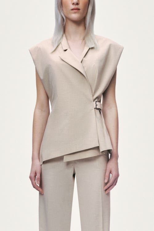 Nocturne Belted Double Breasted Vest in Ivory at Nordstrom, Size Medium