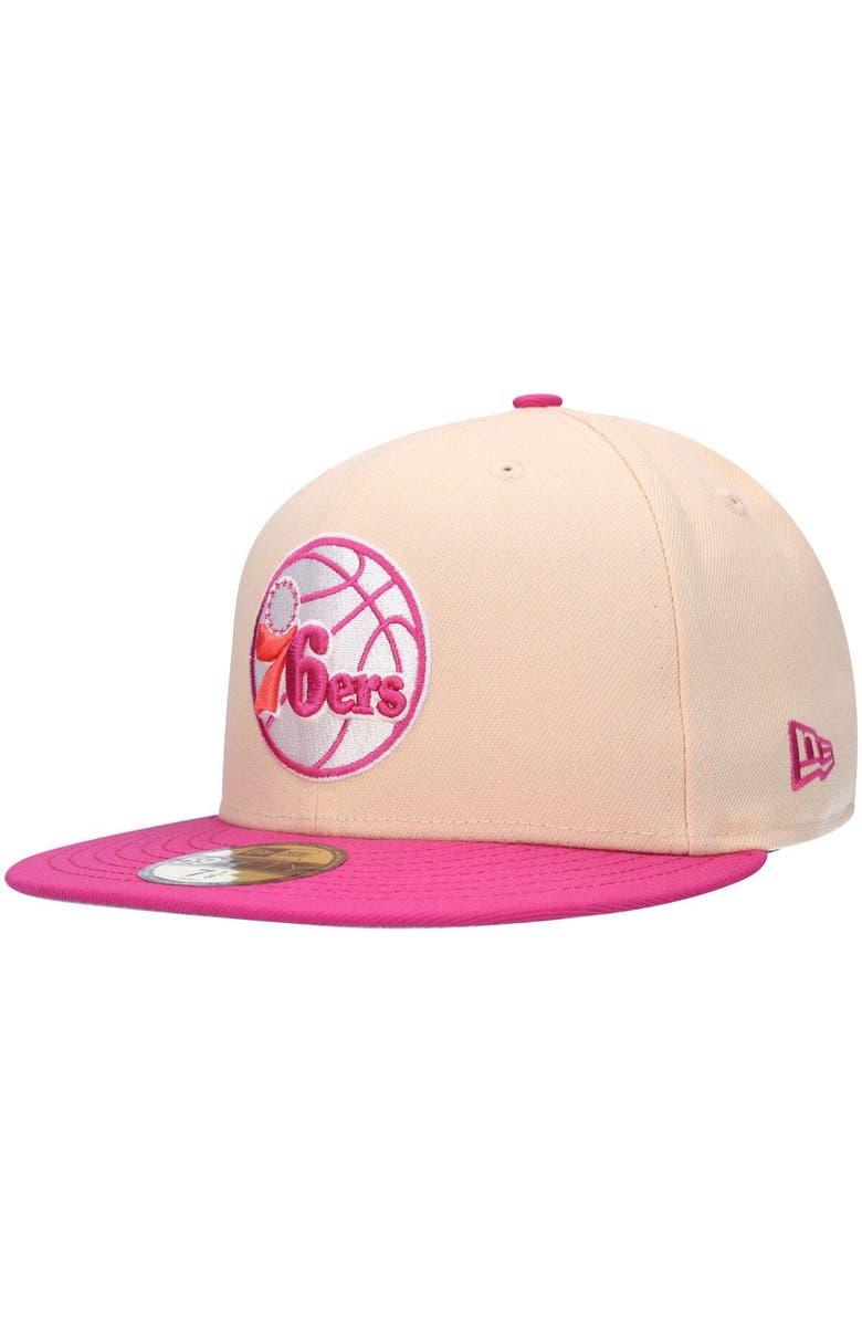 New Era Men's New Era Orange/Pink Philadelphia 76ers Passion Mango 59FIFTY Fitted Hat, Alternate, color, 