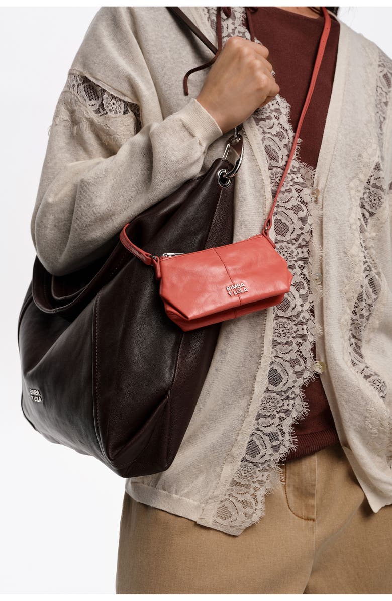 Bimba y Lola Long Cotton and Linen Cardigan With Lace Trim, Alternate, color, Sand