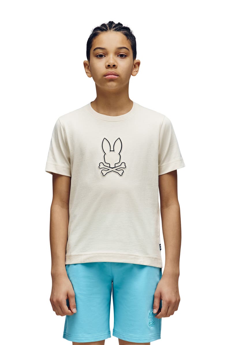 Psycho Bunny Kids' Seth Appliqué Graphic T-Shirt, Alternate, color, 031 White Cap Gray