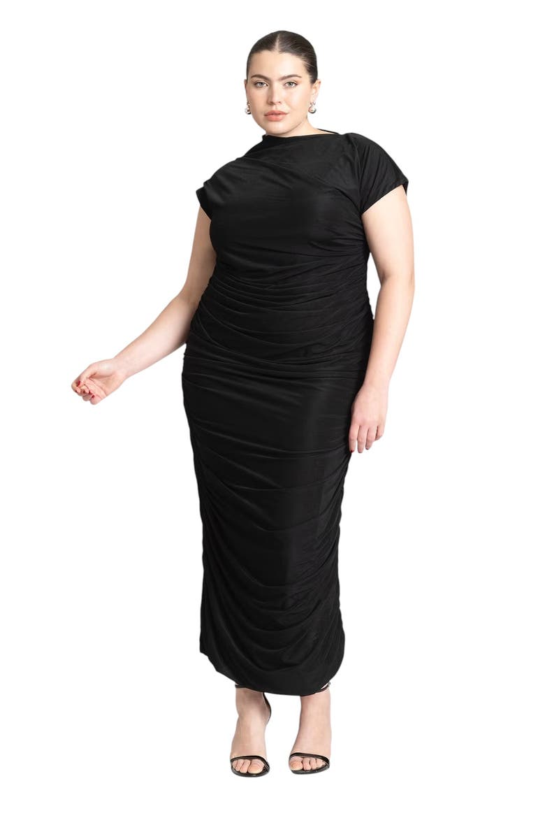 Draped Asym Dress, Main, color, BLACK ONYX