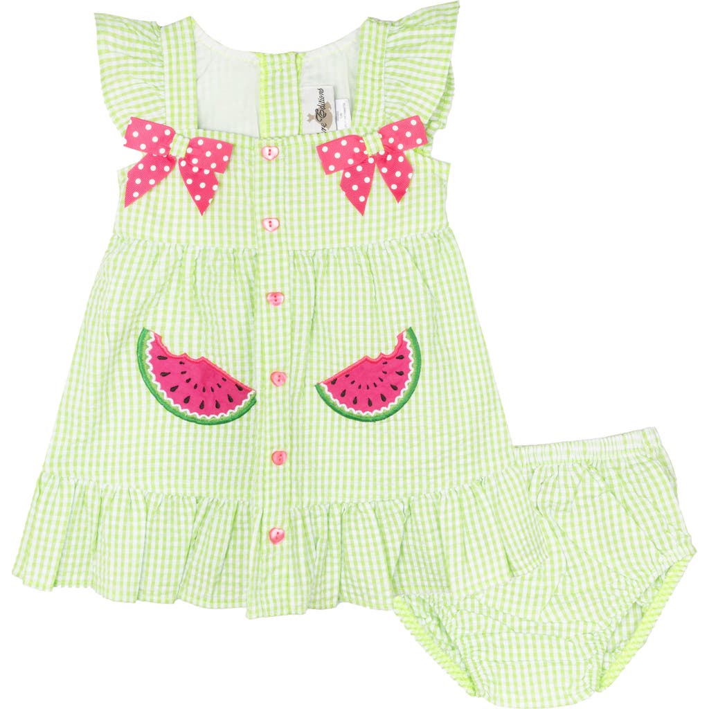 Rare Editions Baby Girls Watermelon Seersucker Dress