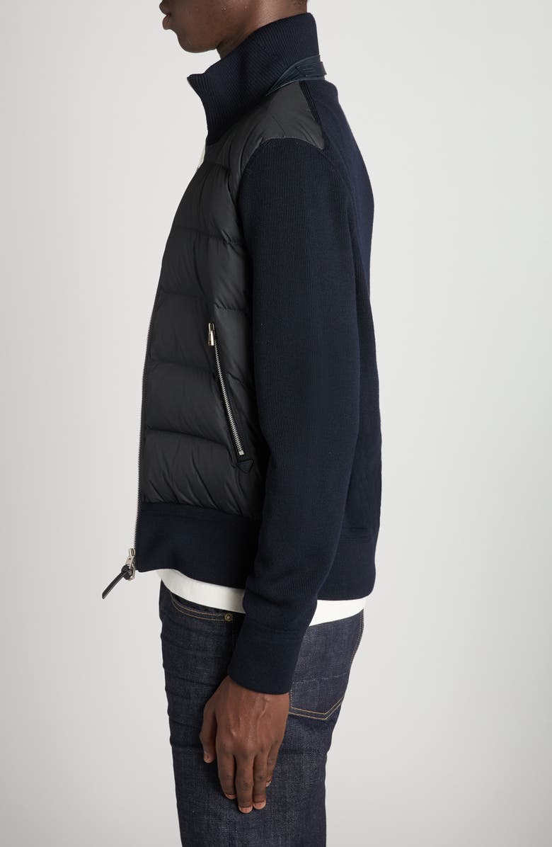 TOM FORD Mixed Media Zip Cardigan, Alternate, color, Hb901 Dark Midnight Blue