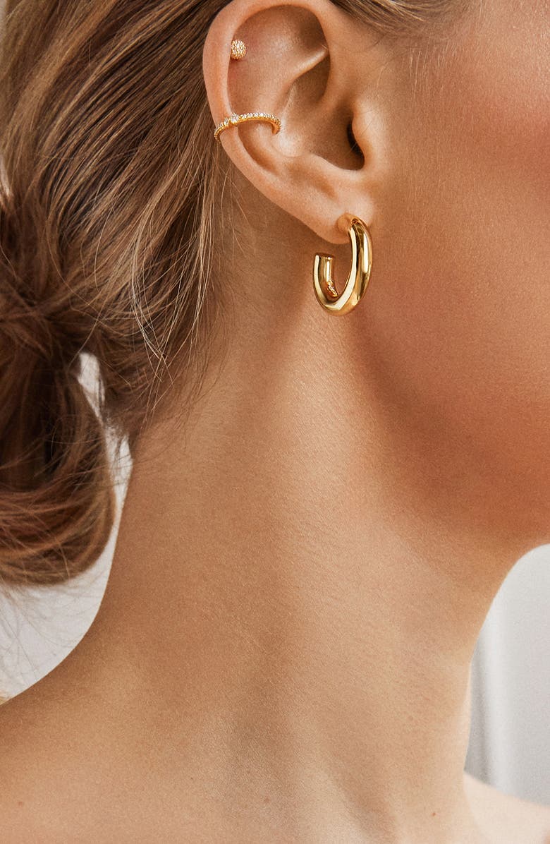 BaubleBar Dalilah Small Hoop Earrings, Alternate, color, Gold
