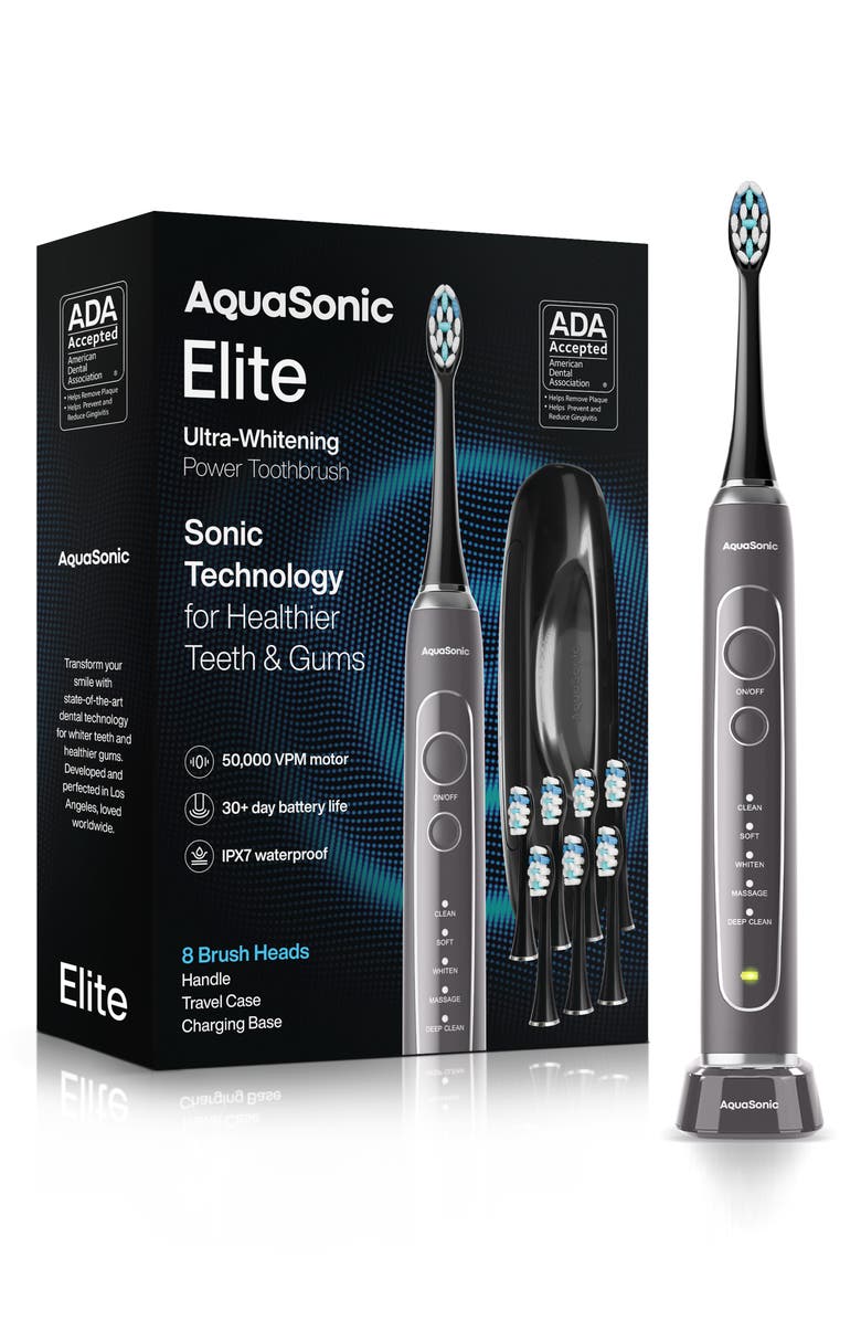 AQUASONIC Elite Rechargeable Electric Toothbrush Set, Alternate, color,