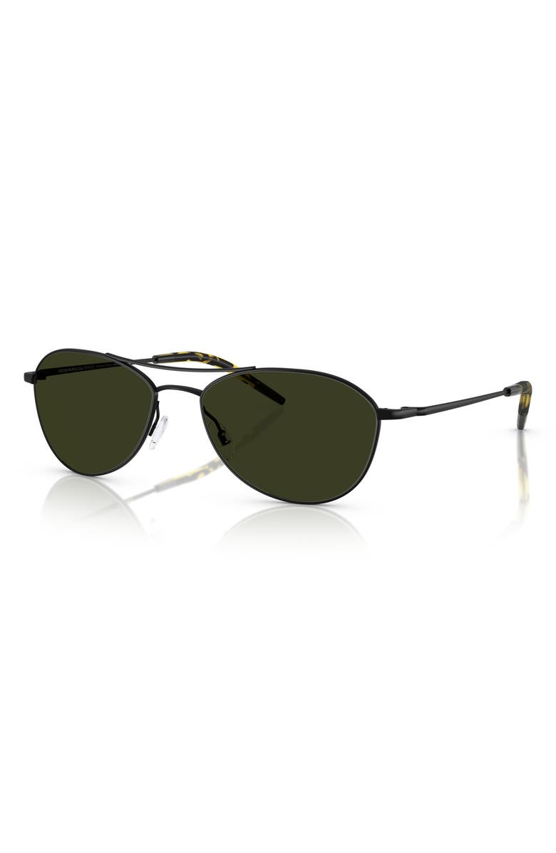 Oliver Peoples 57mm Pilot Polarized Sunglasses, Alternate, color, Matte Black/ G15 Polar