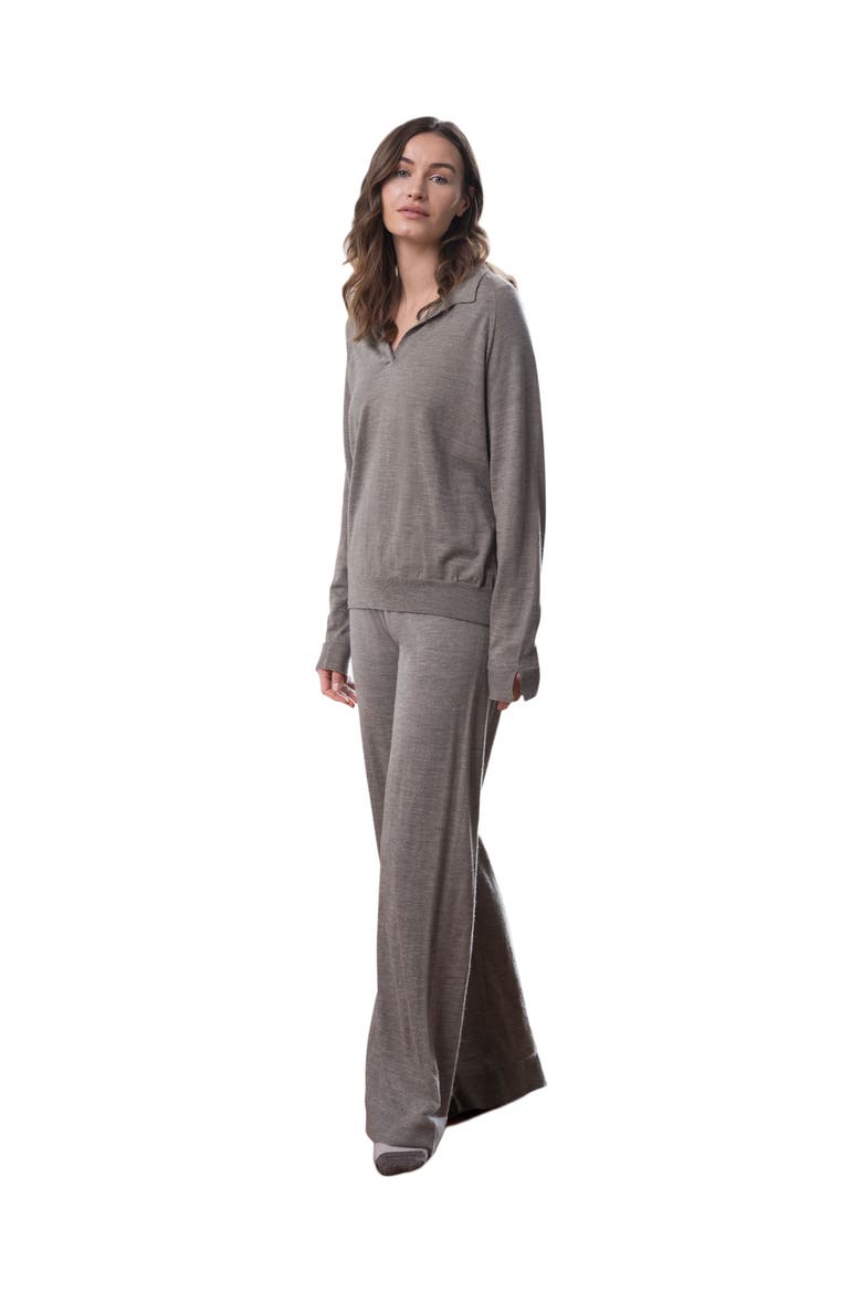 Wide Leg Merino Lounge Pants, Main, color, BISCUIT