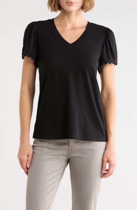 Scallop Trim T-Shirt (Plus)