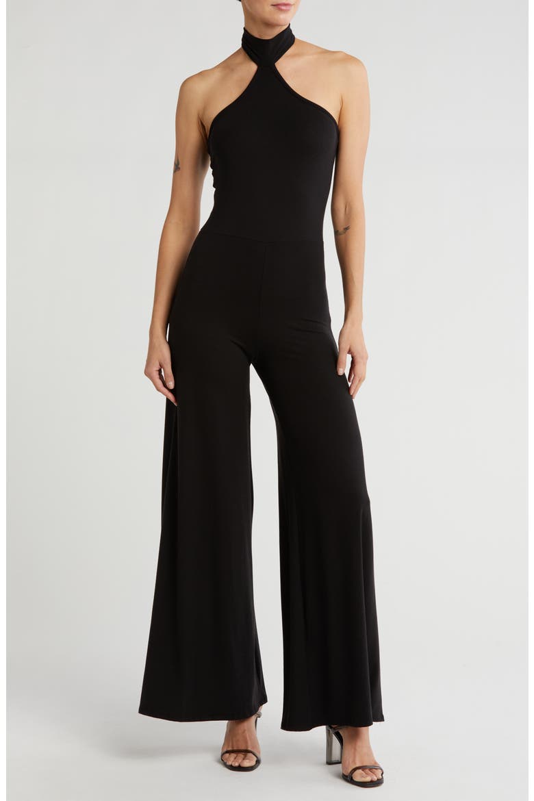 Halter Neck Jumpsuit, Main, color, BLACK