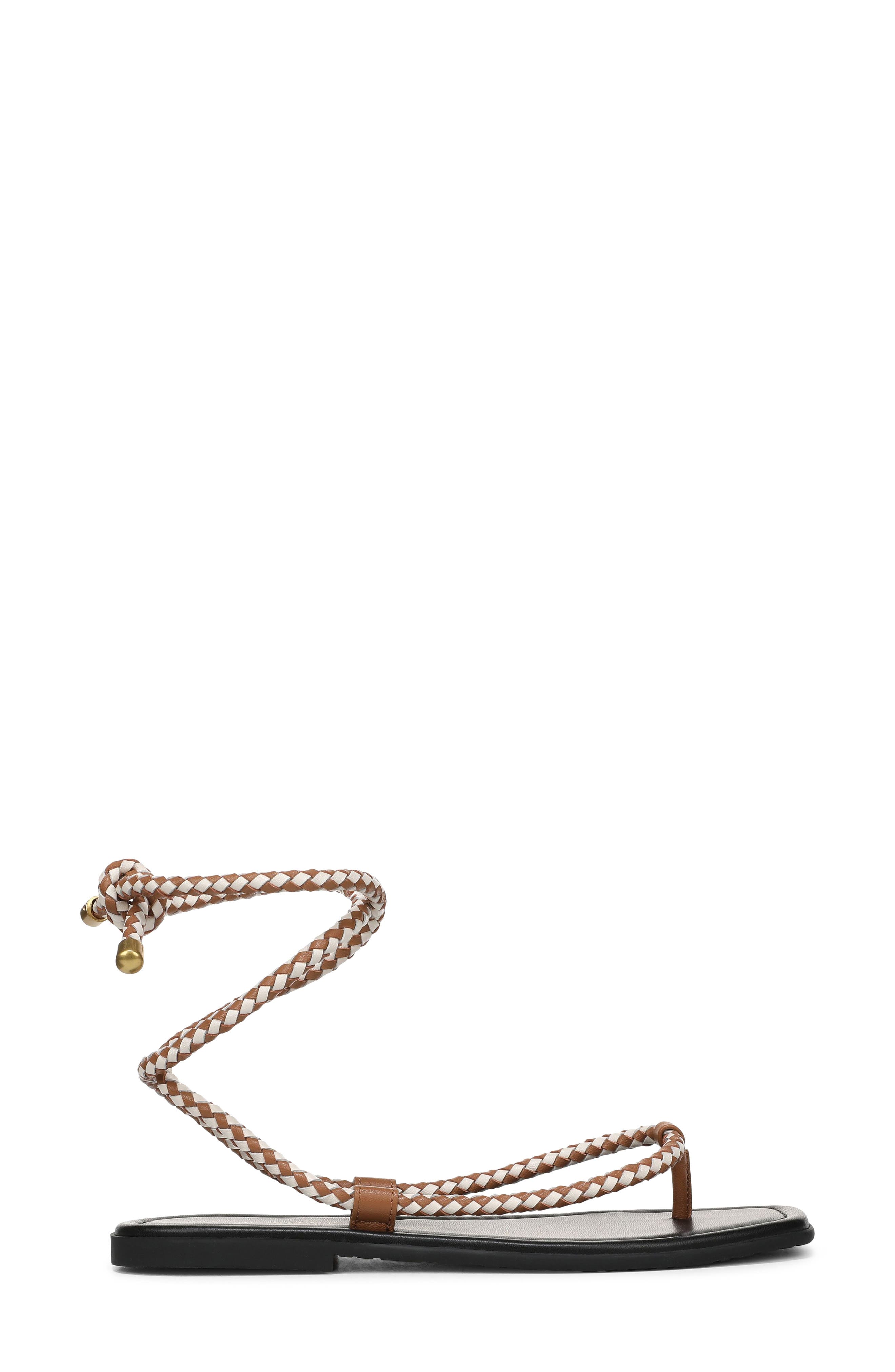 Veronica Beard Carmina Woven Cord Ankle Wrap Sandal, Alternate, color, Hazelwood/ Ecru