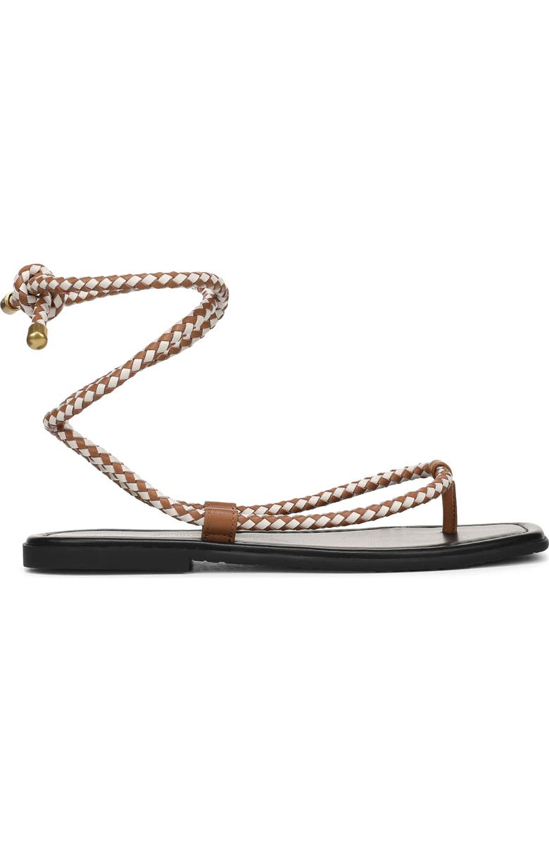 Veronica Beard Carmina Woven Cord Ankle Wrap Sandal, Alternate, color, Hazelwood/ Ecru