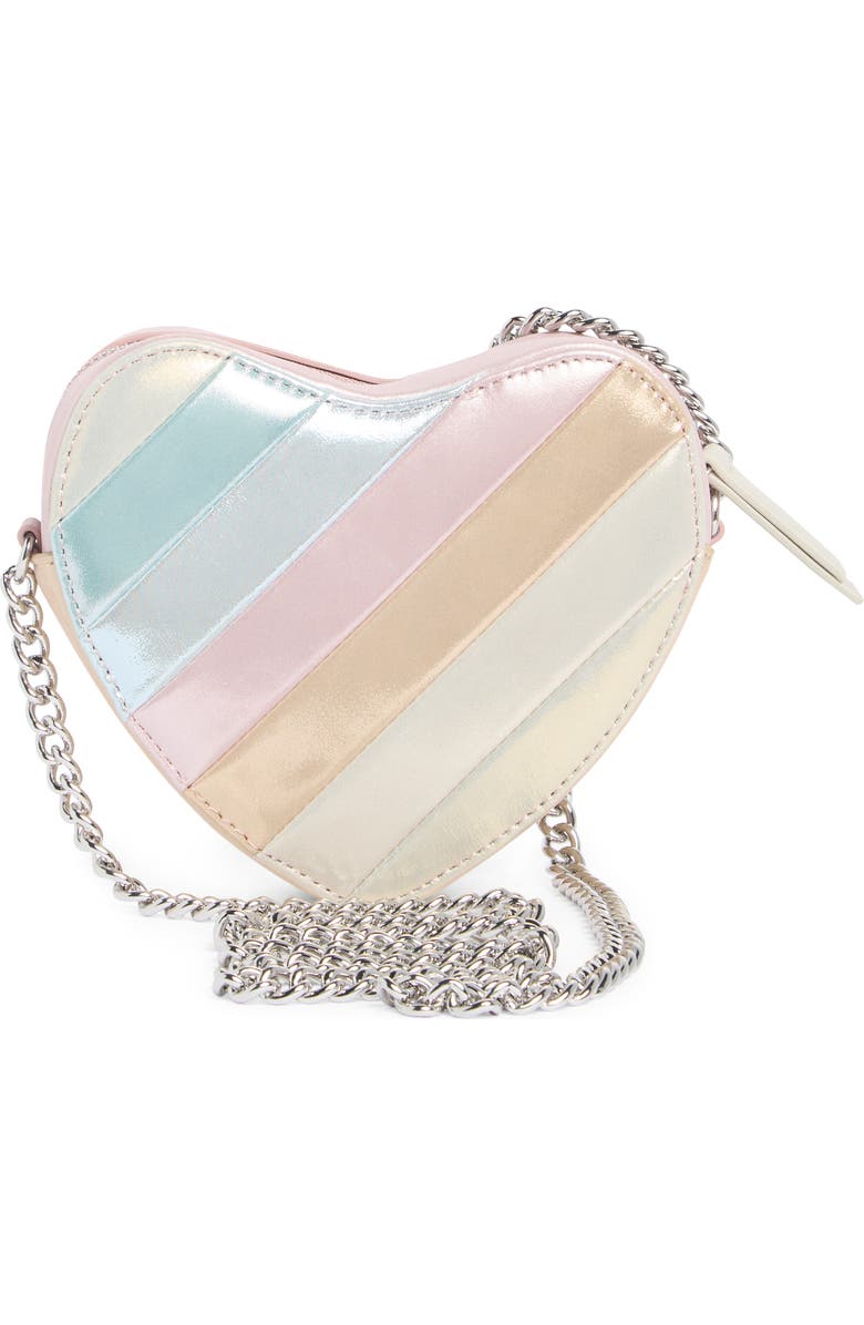 Kurt Geiger London Large Brixton Heart Metallic Leather Crossbody Bag, Alternate, color, Metal Comb