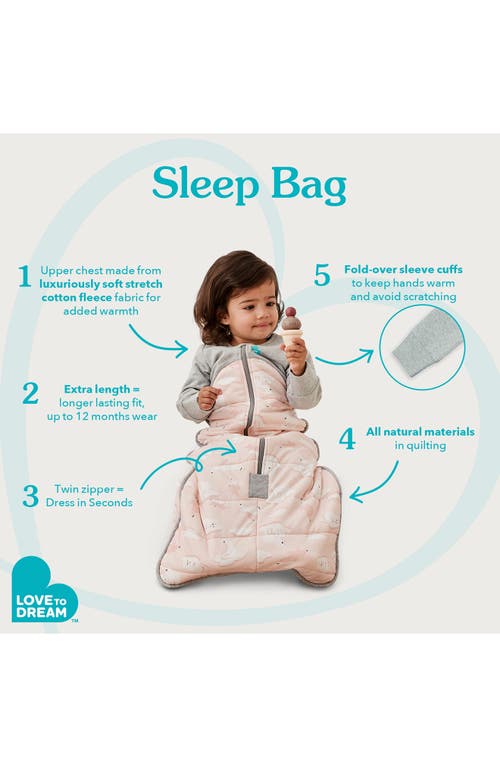 Love To Dream Long Sleeve 1.0 Tog Stretch Cotton Sleep Bag In Pink