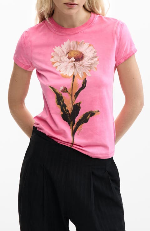 Floral Cotton Graphic T-Shirt