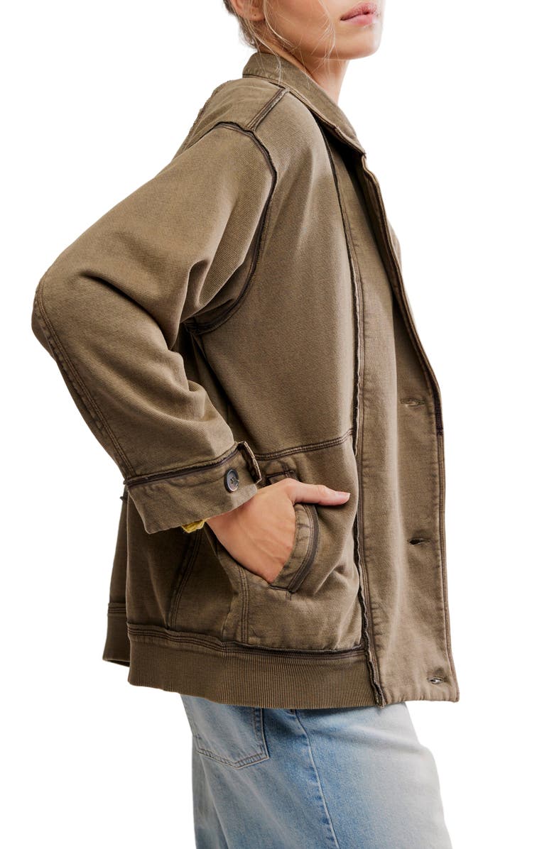 Free People Home Office Cotton Cardigan, Alternate, color, Officer Brown