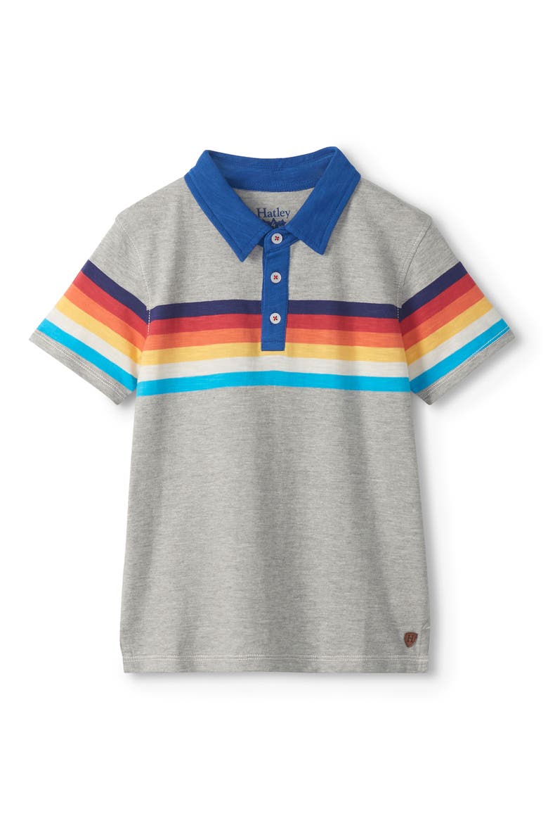 Kids' '70s Stripes Polo, Main, color, GREY