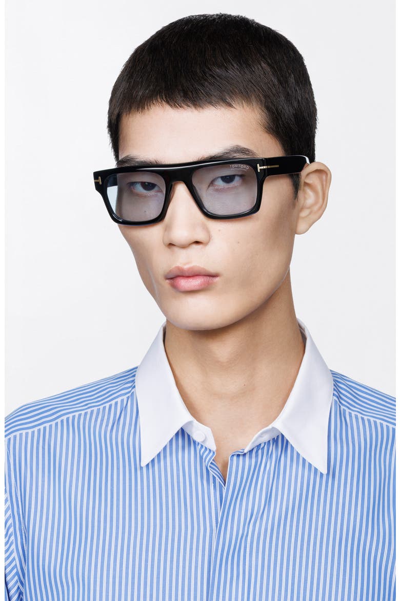 Cyrus 53mm Square Sunglasses, Alternate, color, SHINY BLACK / BLUE