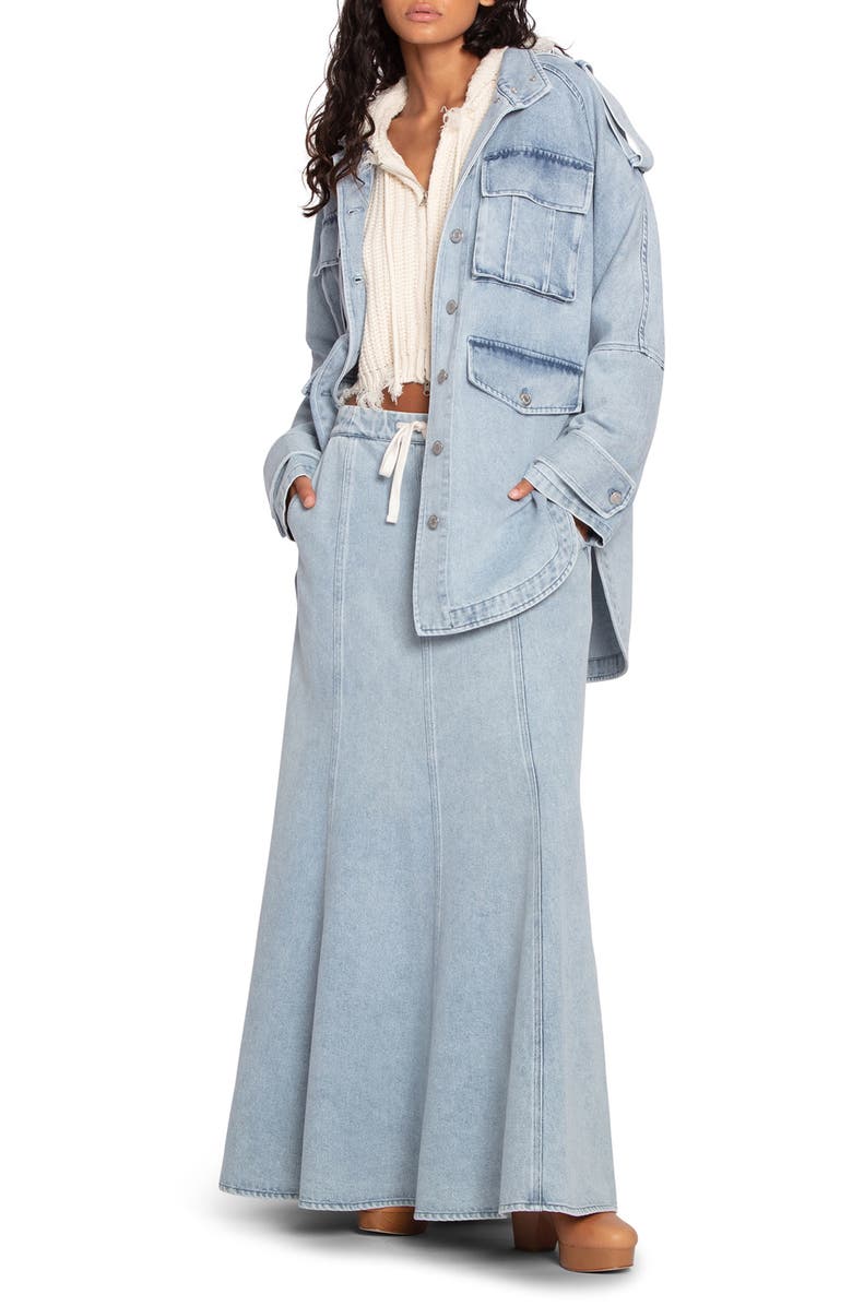 Belle & Bloom Distant Love Oversize Denim Shirt Jacket, Alternate, color, Stonewash