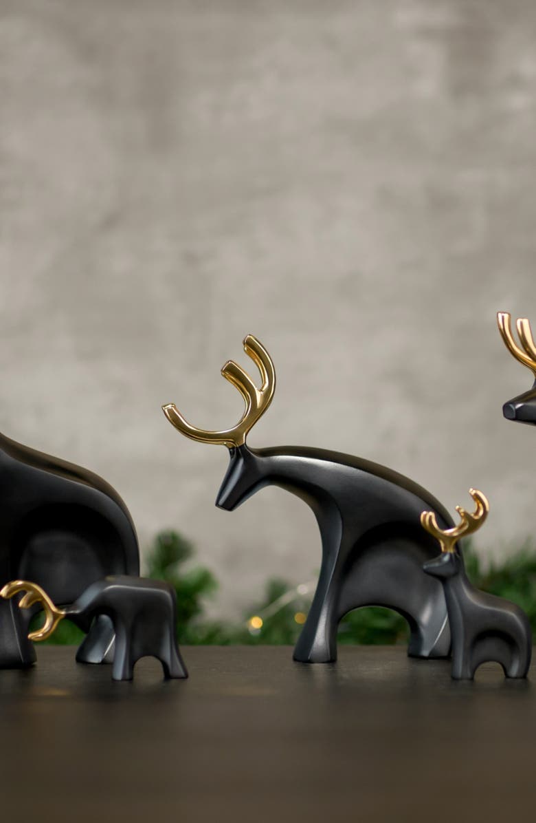 Nambé Prancer Set of 3 Reindeer Figurines, Alternate, color, Black