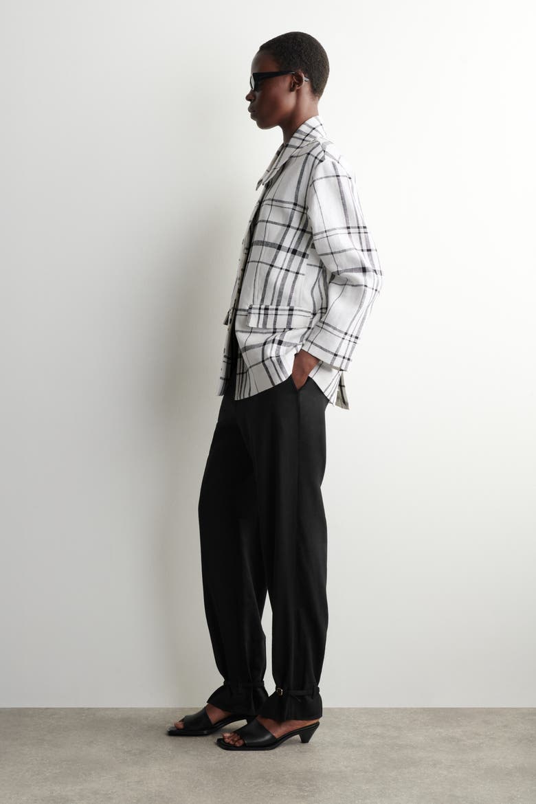 Checked Linen Blazer, Alternate, color, WHITE / BLACK / CHECKED