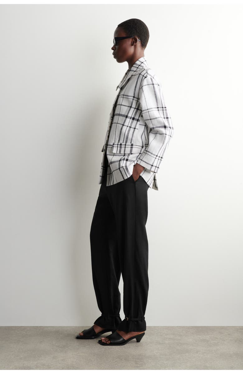 COS Checked Linen Blazer, Alternate, color, White / Black / Checked