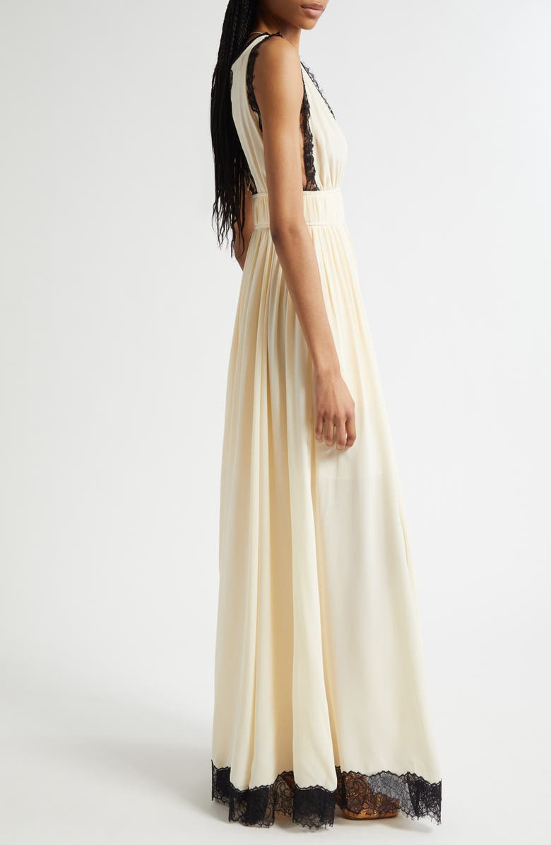 Ulla Johnson Maguerite Lace Trim Silk Gown, Alternate, color, Creme