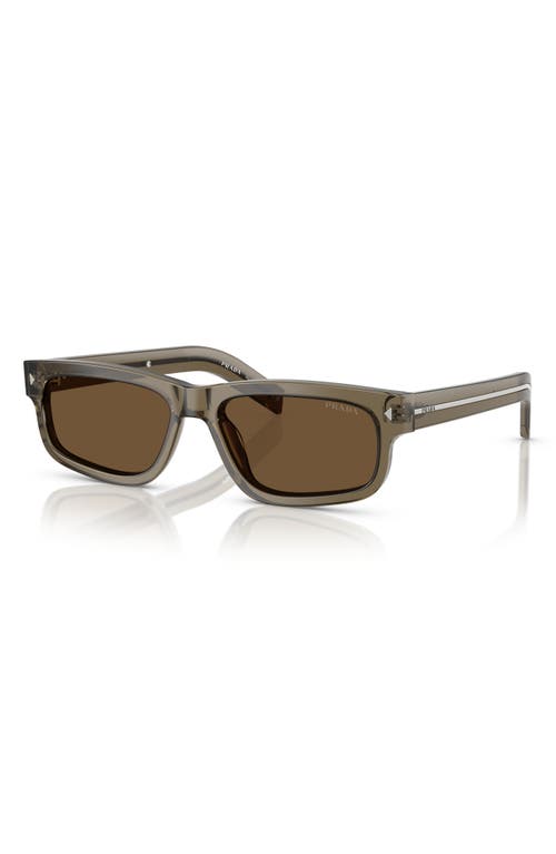 Prada 57mm Rectangular Optical Glasses In Dark Brown