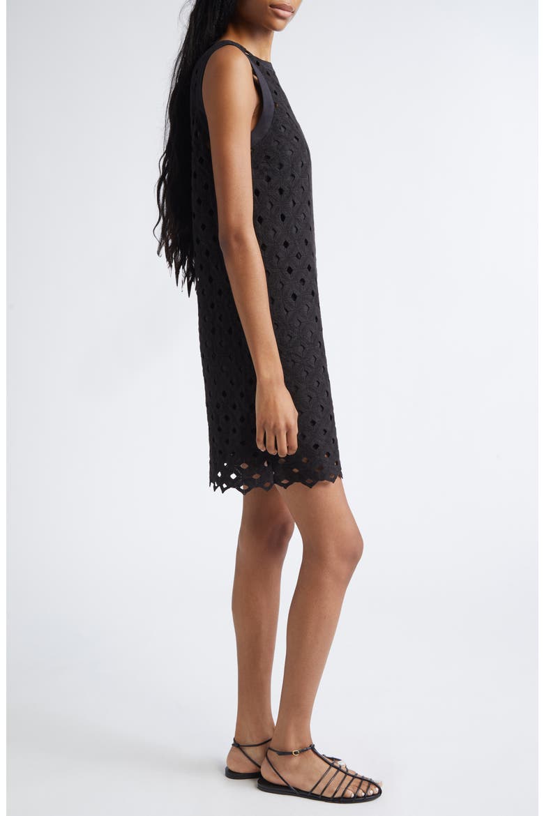 Beachwear Embroidered Jersey Eyelet Shift Dress, Alternate, color, BLACK