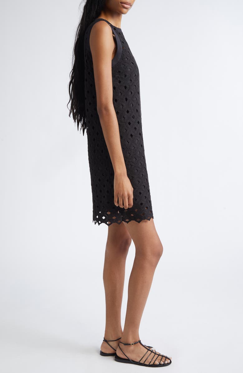 Max Mara Embroidered Jersey Eyelet Shift Dress, Alternate, color, Black