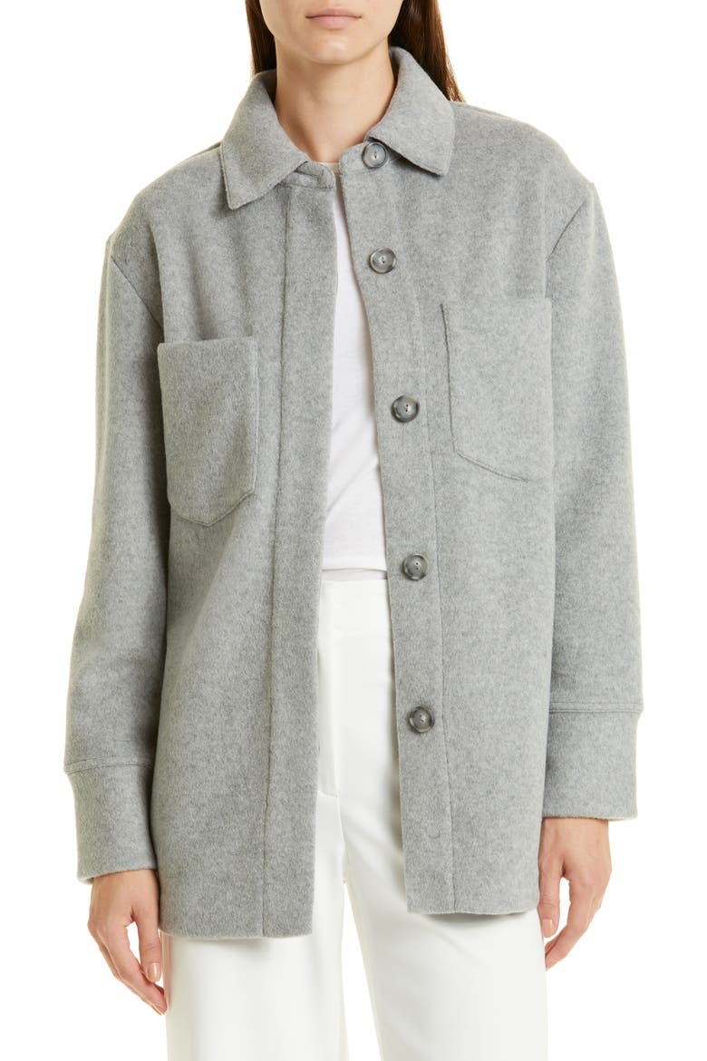 Oversize Cotton Blend Shirt Jacket, Main, color, MED H GREY