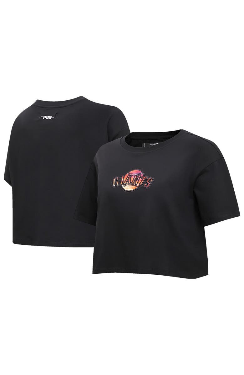 PRO STANDARD Women's Pro Standard Black San Francisco Giants Painted Sky Boxy Cropped T-Shirt, Main, color, Black