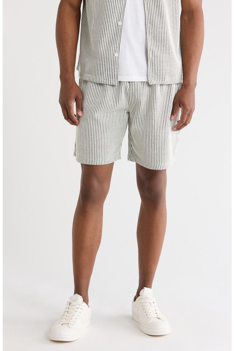 Rib Stripe Shorts, Main, color, WHITE/ BLACK